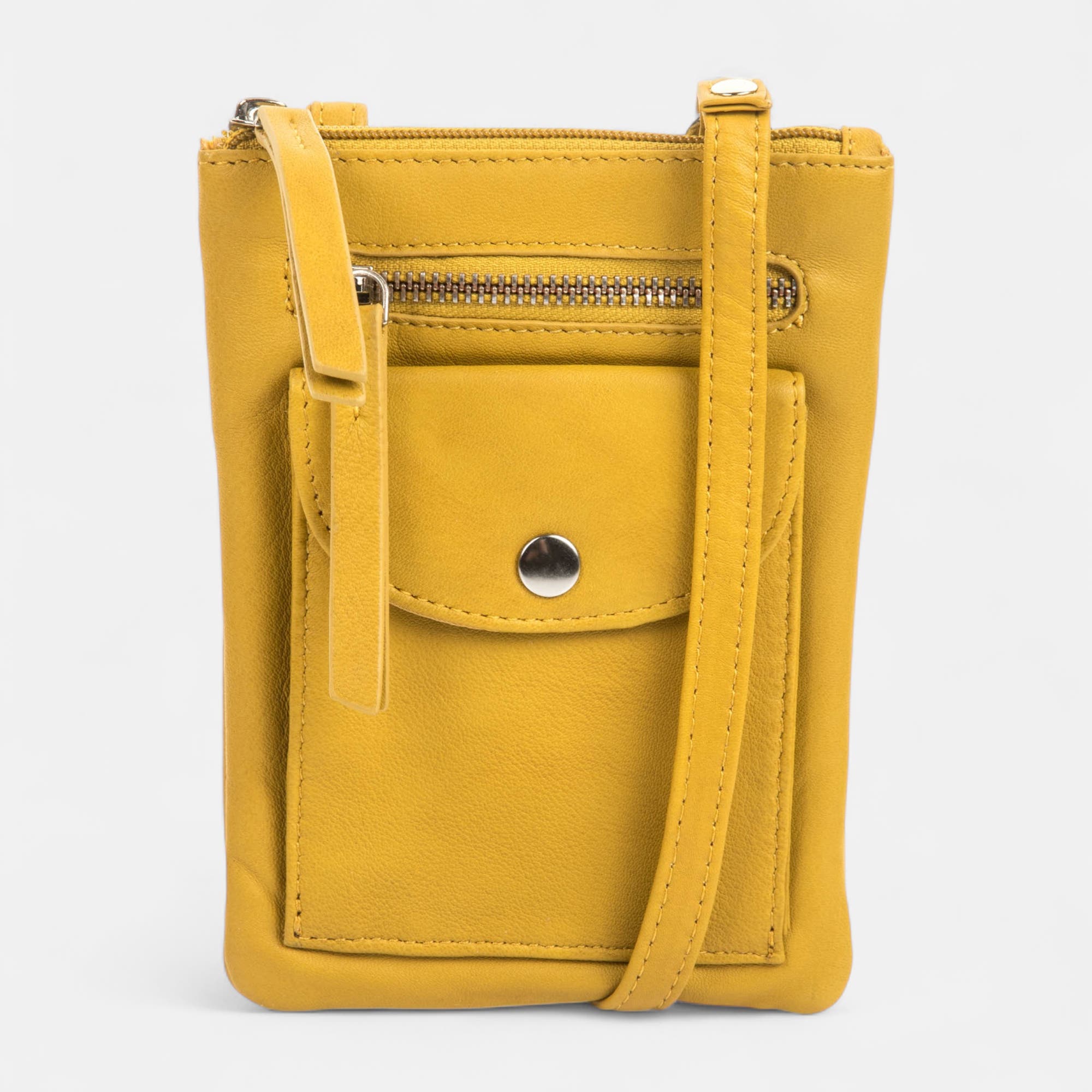 Pochette pour téléphone en cuir jaune