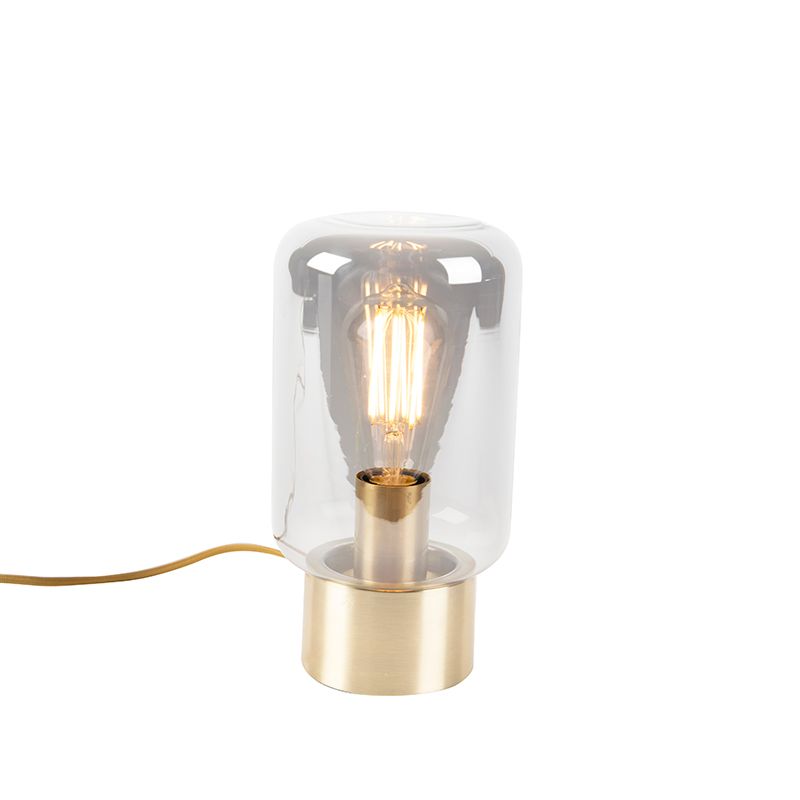 Design messing met smoke glas tafellamp - Bliss Cute