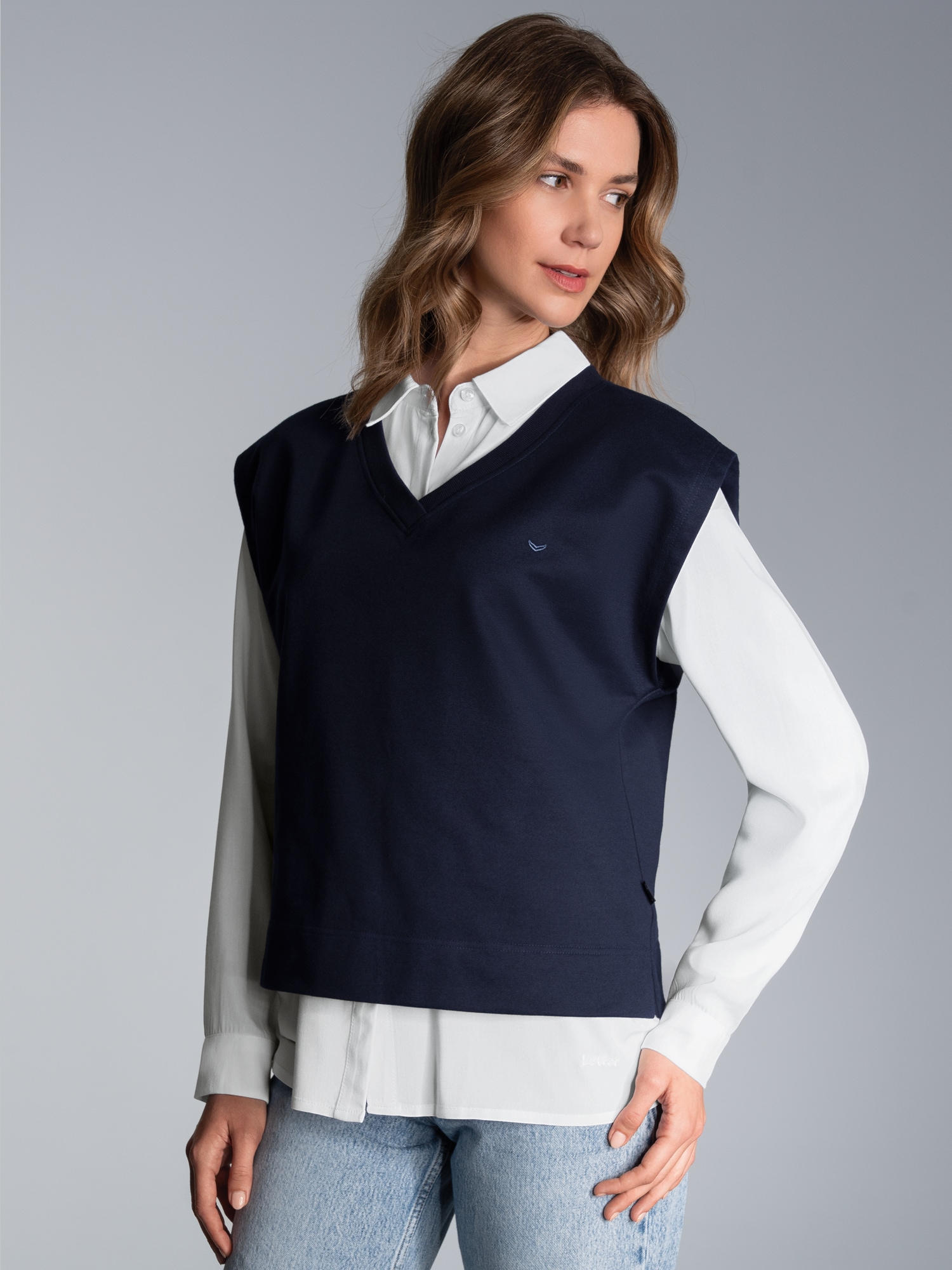 Pullunder mit V-Ausschnitt Navy