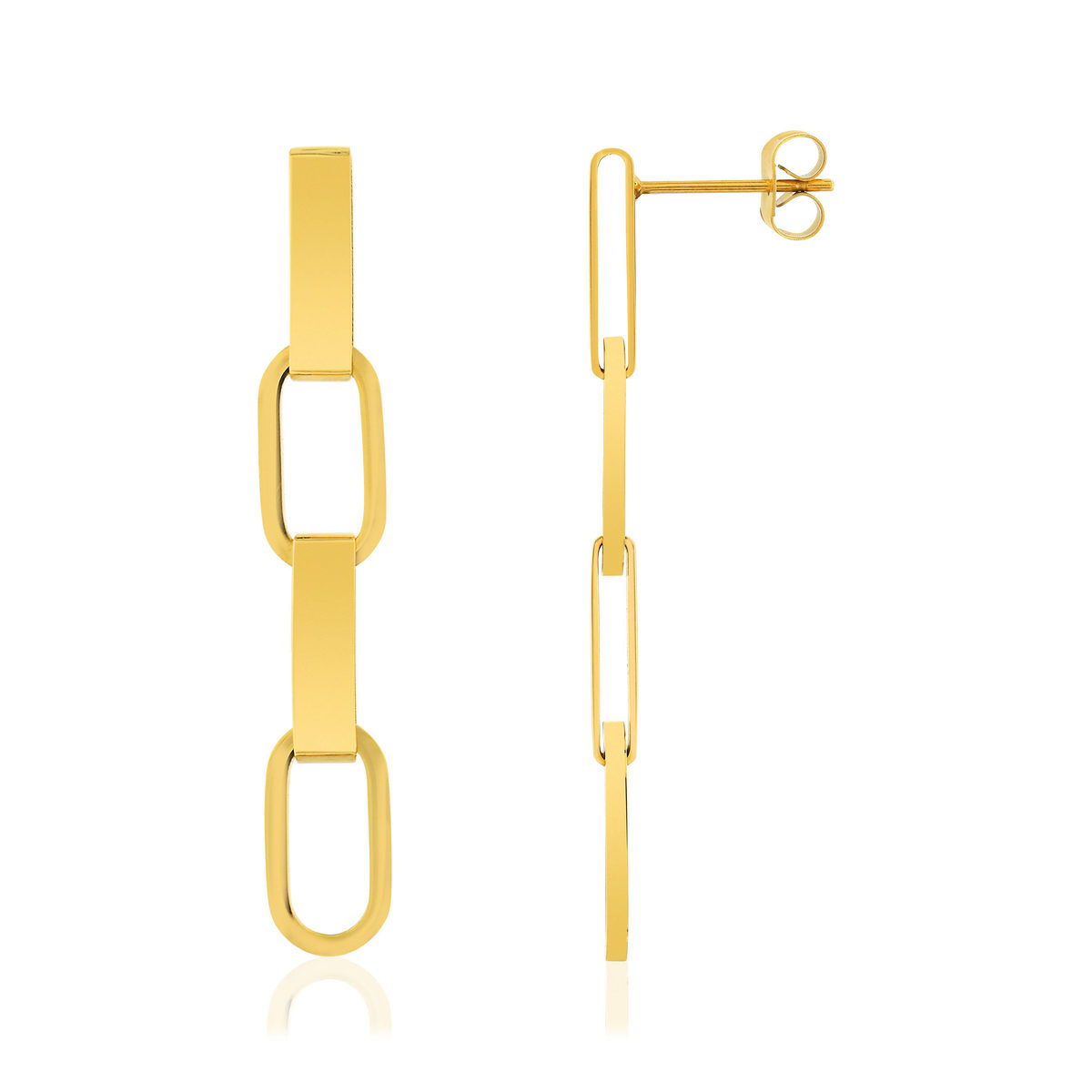 Boucles d'oreilles pendants acier doré