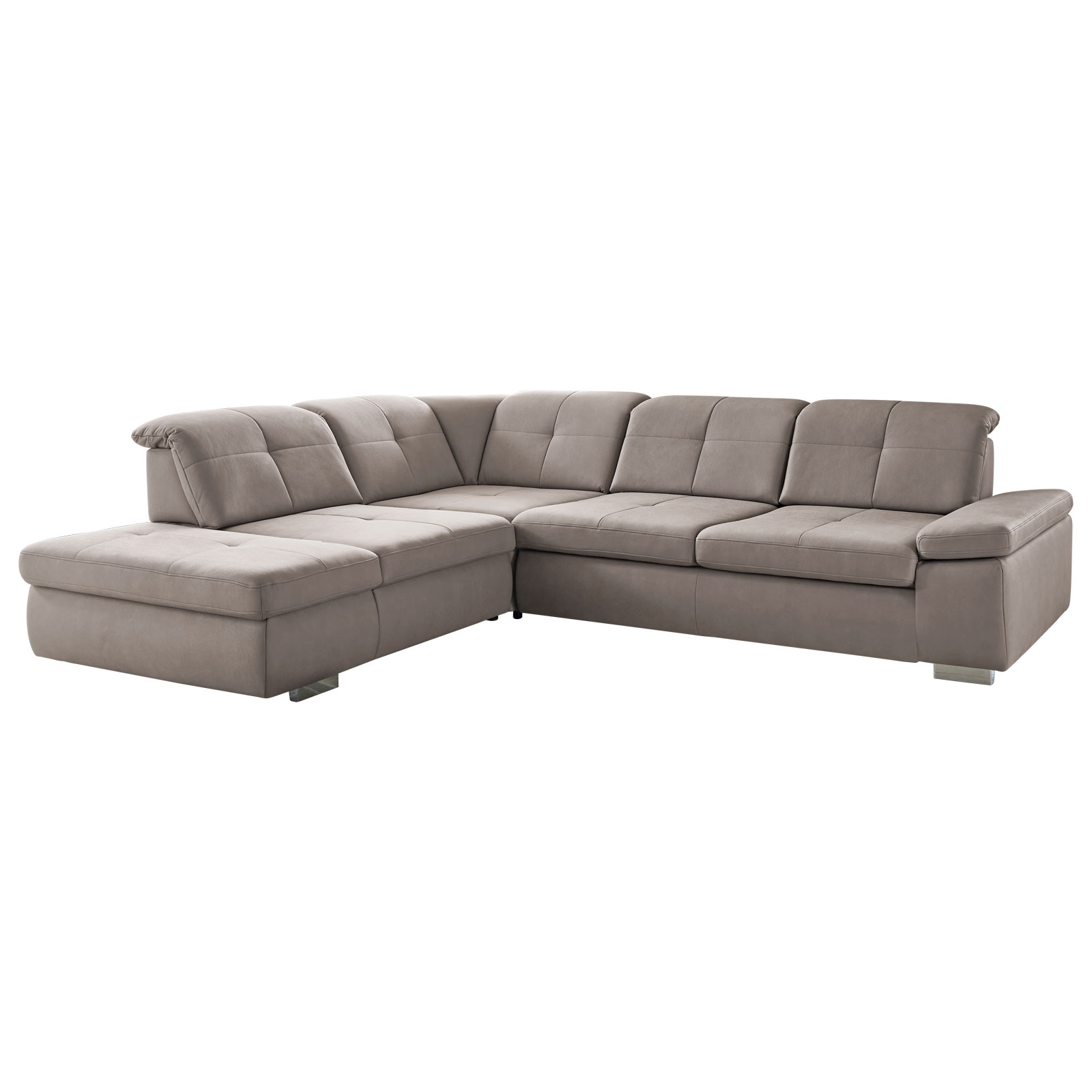 polsterpower Ecksofa - nougat - Basismodell - Anstellhocker links