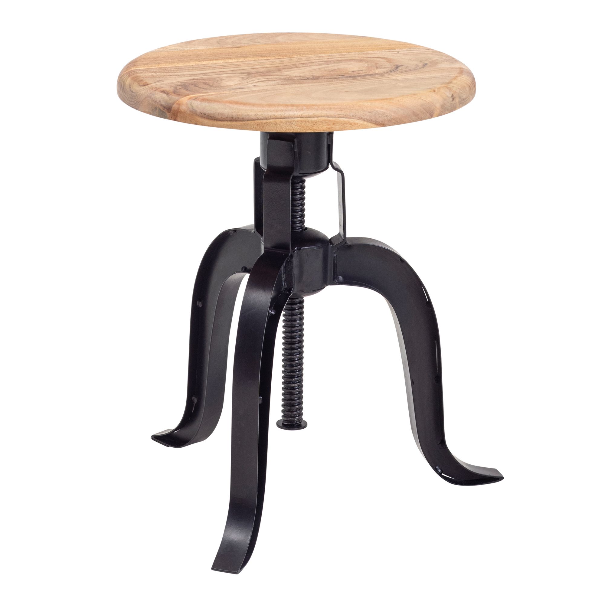 Drehhocker FineBuy Hocker Metall / Holz Massiv 39x62,5x39 cm Dekohocker Rund