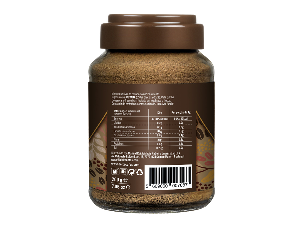 CAFÉ DELTA MISTURA CEREAIS E CAFÉ SOLÚVEL 200G