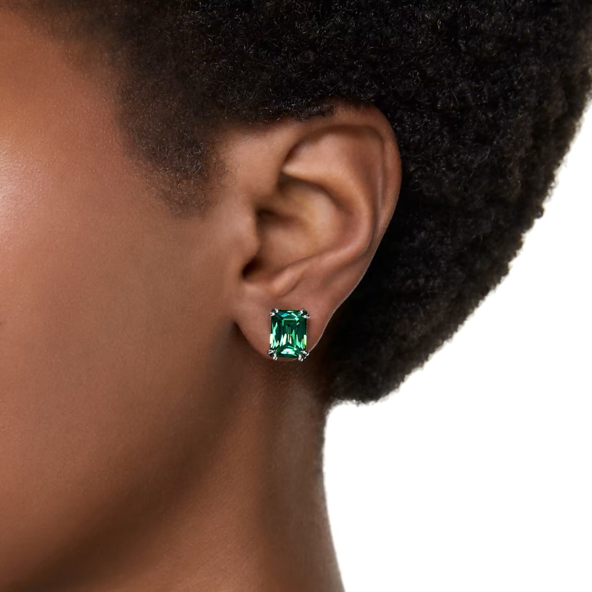 Clous d'oreilles Swarovski Matrix réctangulaireverte