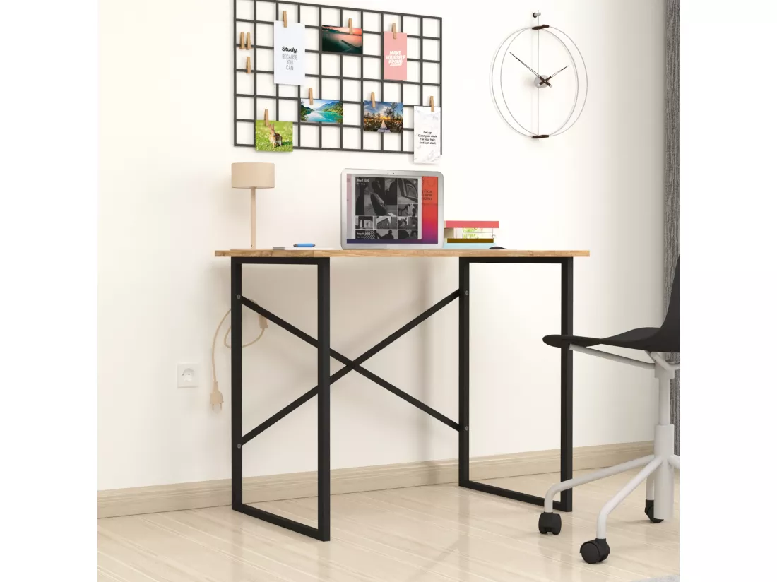 Bureau Tjeldsund 75 x 90 x 60 cm effet chêne / anthracite [en.casa]