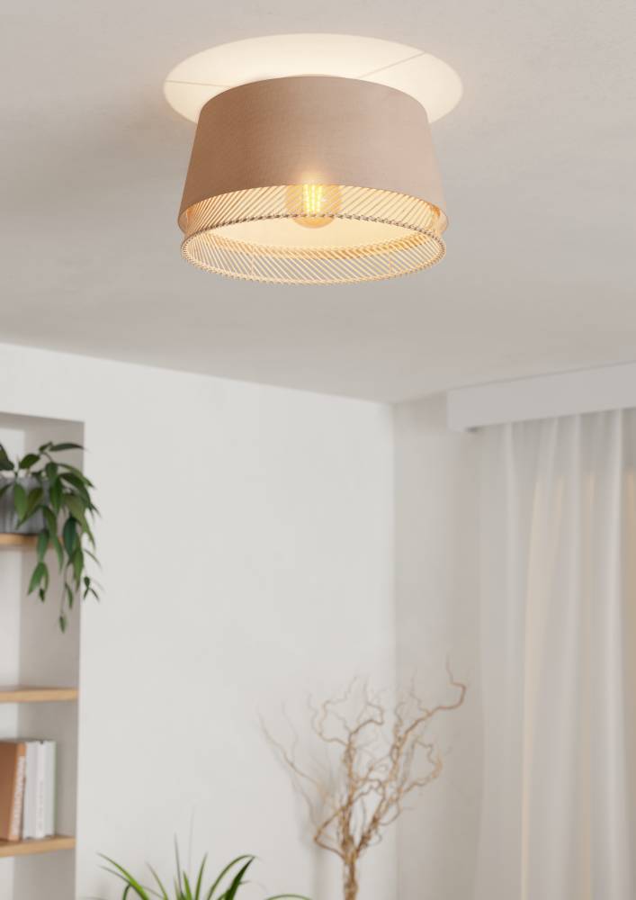 EGLO Tabley Plafondlamp - E27 - Ã 38 cm - Natuur|Bruin|Zwart - Textiel