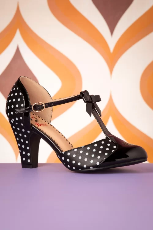 Banned Retro Kelly Lee t-strap pumps in zwart