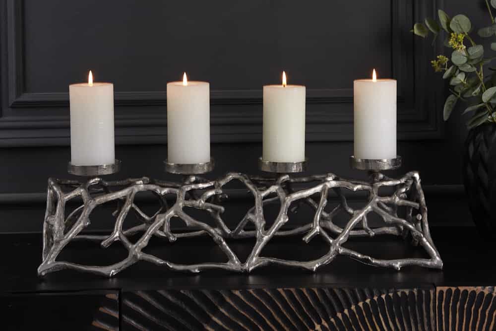 Eleganter Kerzenhalter ABSTRACT 60cm silber für 4 Kerzen