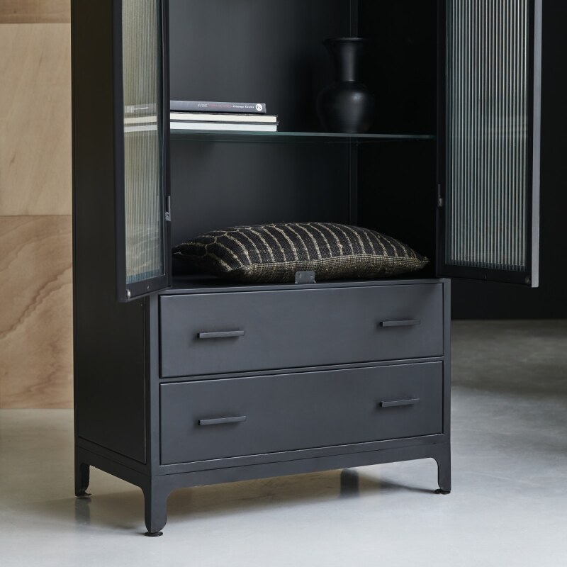 Vitrine haute Emil en métal H 212 cm, noir
