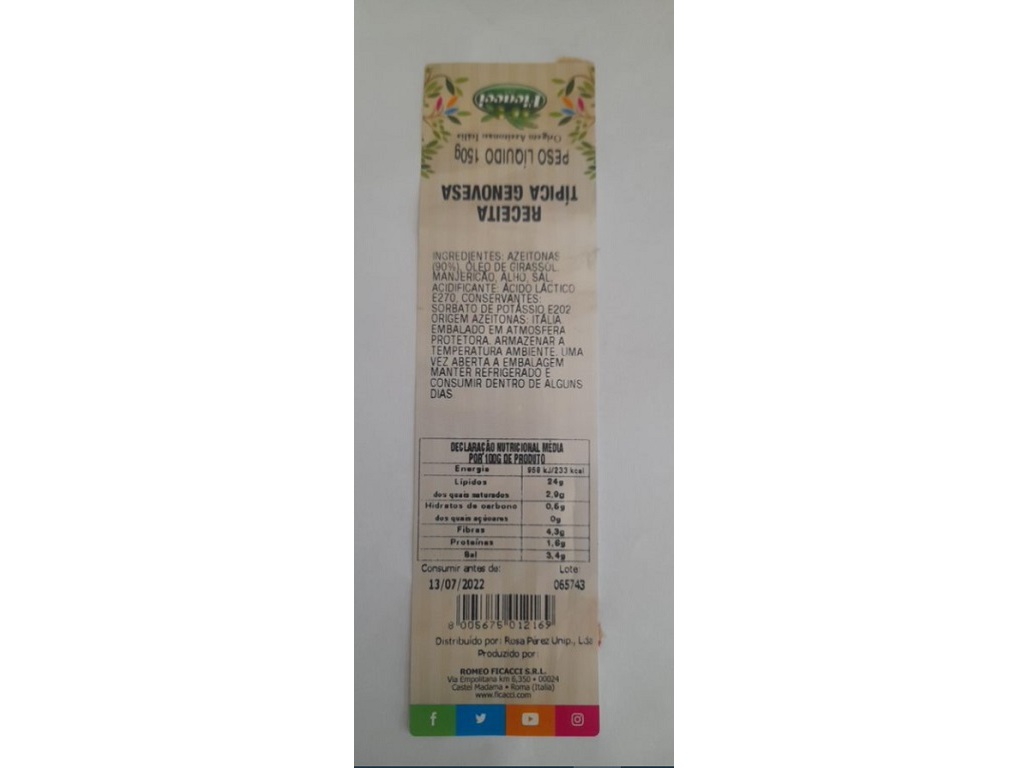 AZEITONAS FICACCI GENOVESA 150G