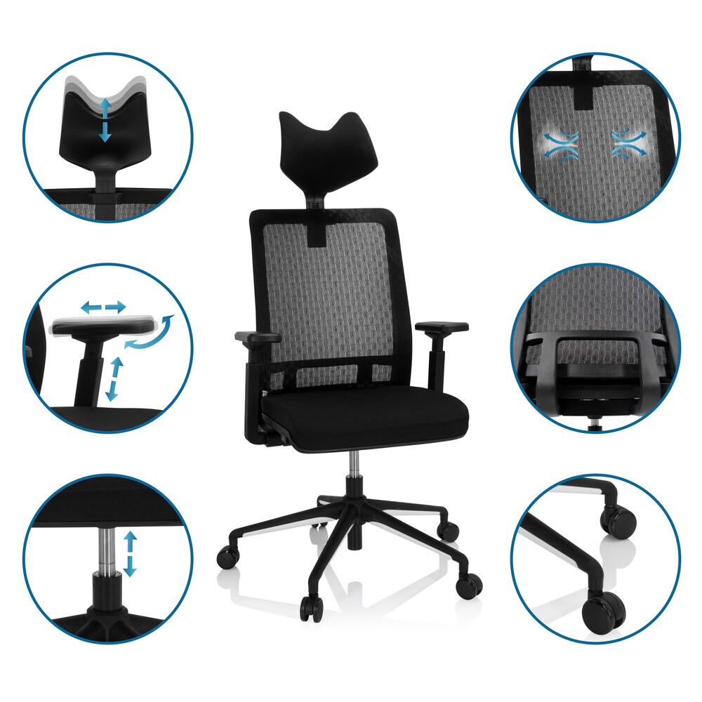 Profi Bürostuhl SKATE MA Stoff/Netzstoff mit Armlehnen hjh OFFICE