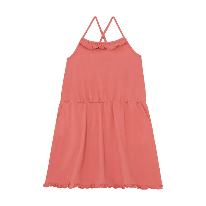 SMALLABLE BASICS Robe Courte Fines Bretelles Coton Bio  | Corail