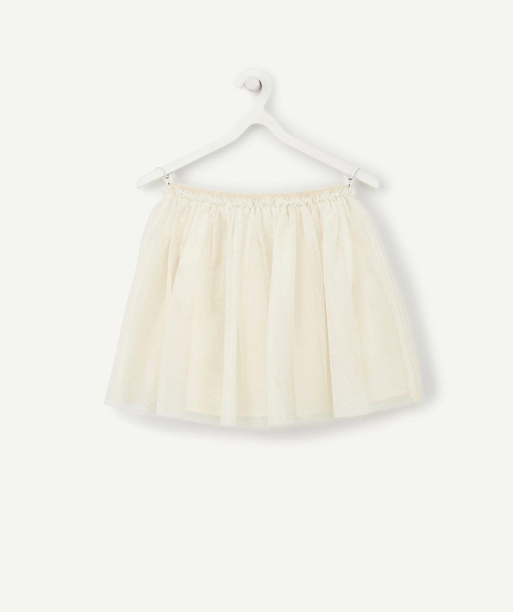 JUPE COURTE ET TOUNANTE EN TULLE AVEC POIS COULEUR DORÉE BÉBÉ FILLE