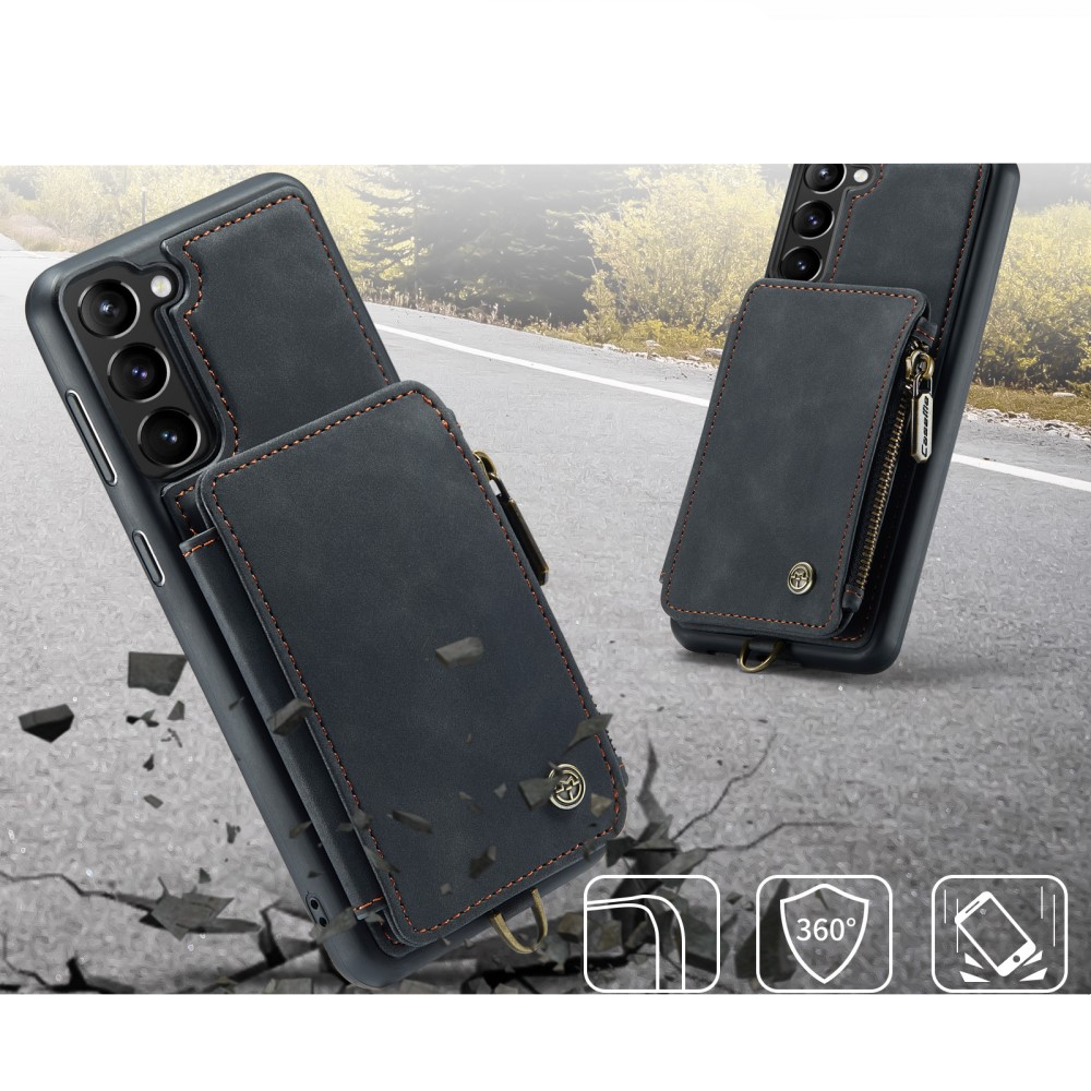Samsung Galaxy S23 5G Leder Schutzhülle mit Münzbeutel   3 Kartenfächern - Schwarz