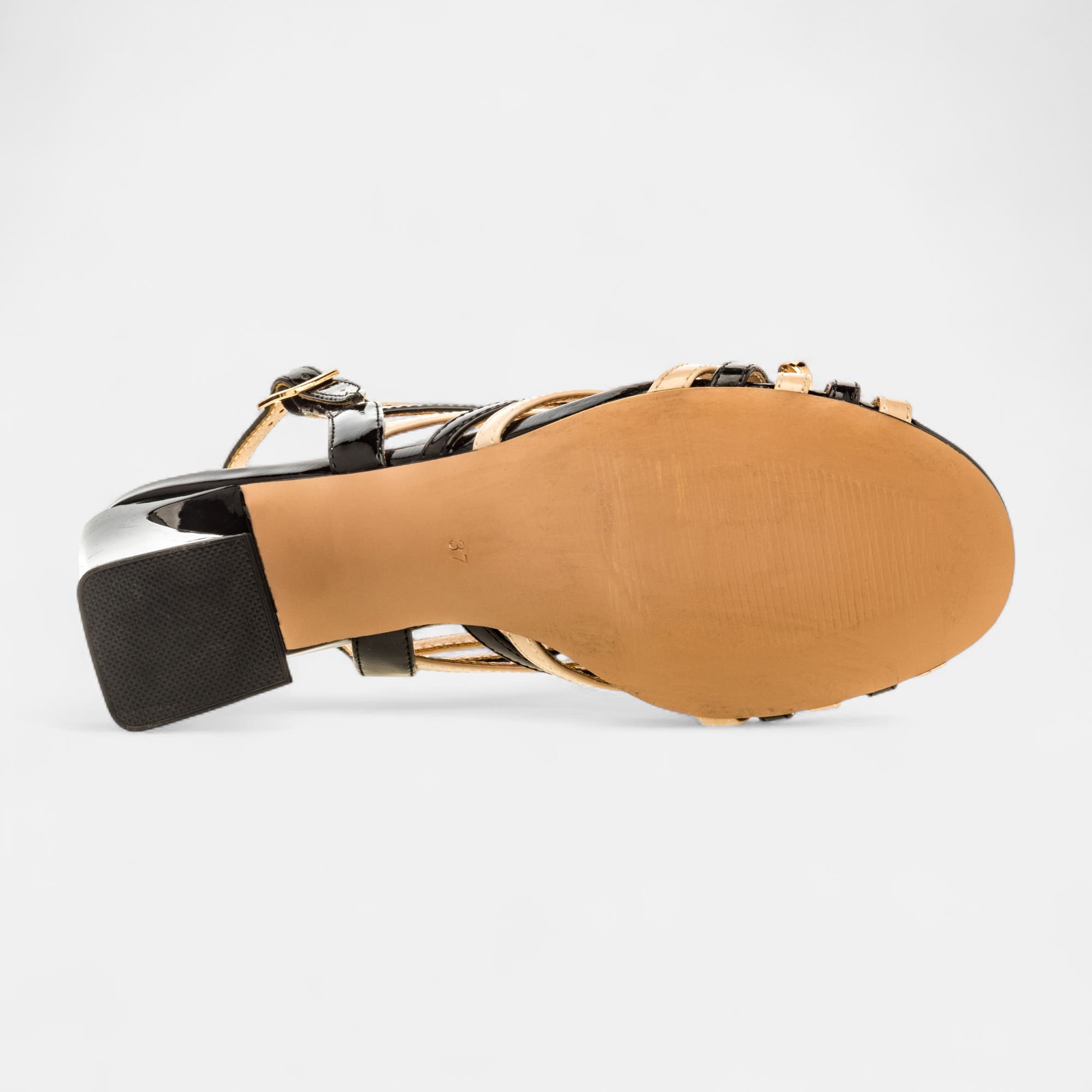 Nu-pieds à talon Femme noir vernis