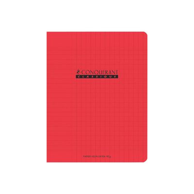 Conquérant Classique - Cahier polypro 17 x 22 cm - 96 pages - grands carreaux (Seyes) - rouge
