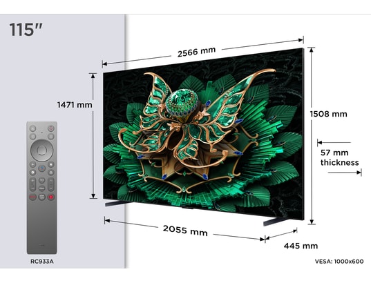 TCL - TV Mini LED 4K 291 cm 115C7K 4K QD-Mini LED Pro 144Hz