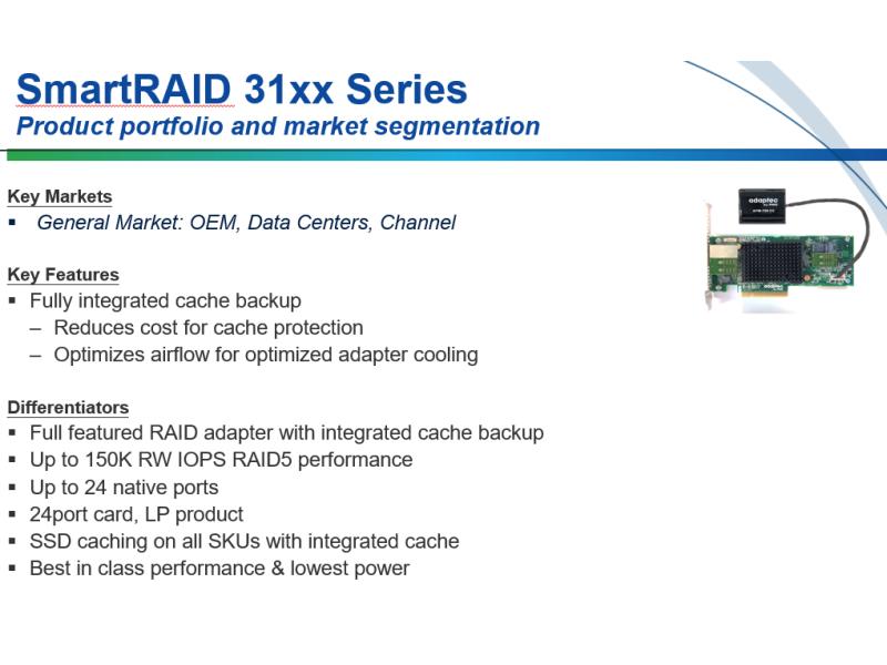 Adaptec RAID-Controller 8 Port SATA3/SAS3 Smart-RAID 3154-8 PCIe 3.0 SAS/SATA Hardware-RAID-Adapter mit 12 Gbps