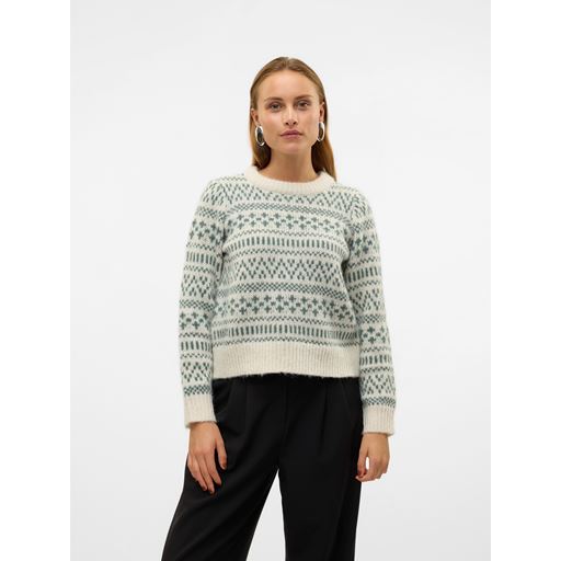 Vero Moda Kaira Striktrøje, Birch/Dark Forest, XL