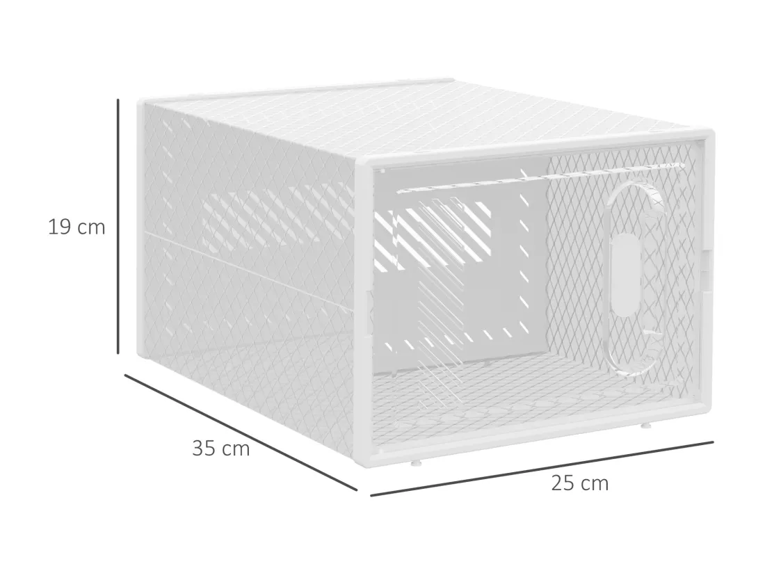 Lot de 18 boites cubes rangement à chaussures modulable avec portes transparentes - dim. 25L x 35l x 19H cm - PP blanc transparent
