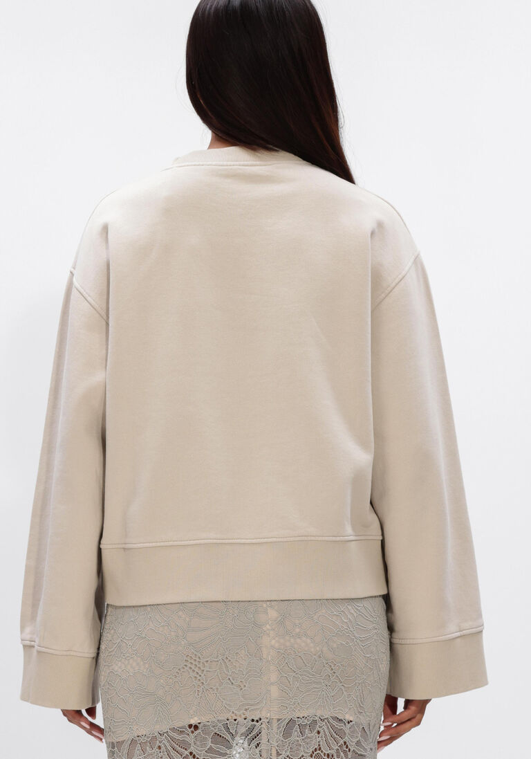 beige olaf hussein sweater wmn retro logo crewneck