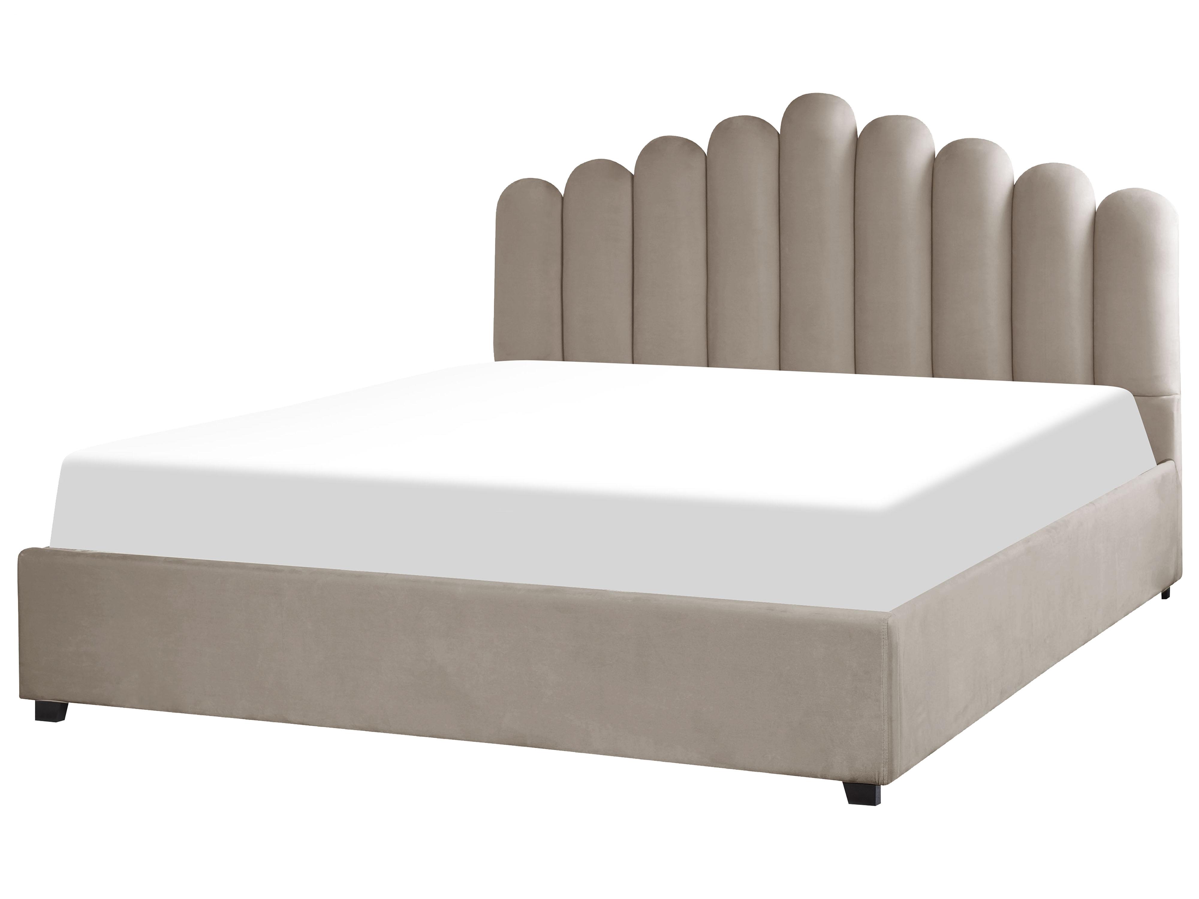 Bed met opbergruimte Fluweel VINCENNES 180 x 200 cm Taupe
