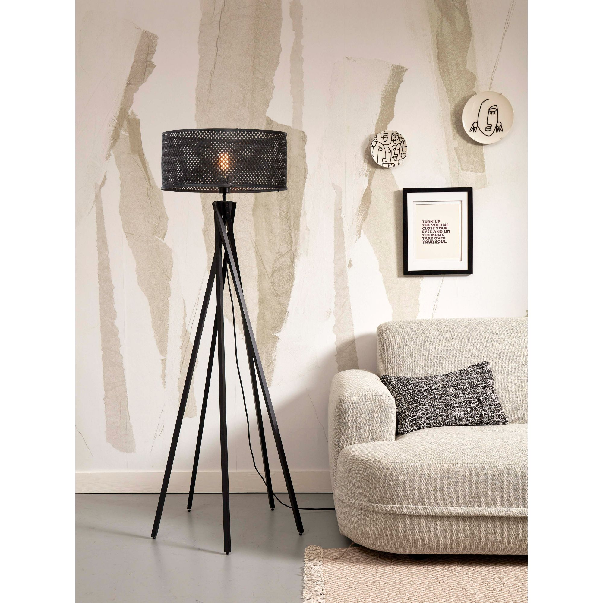 GOOD&MOJO Vloerlamp Java - Bamboe Zwart - Ã50x146cm