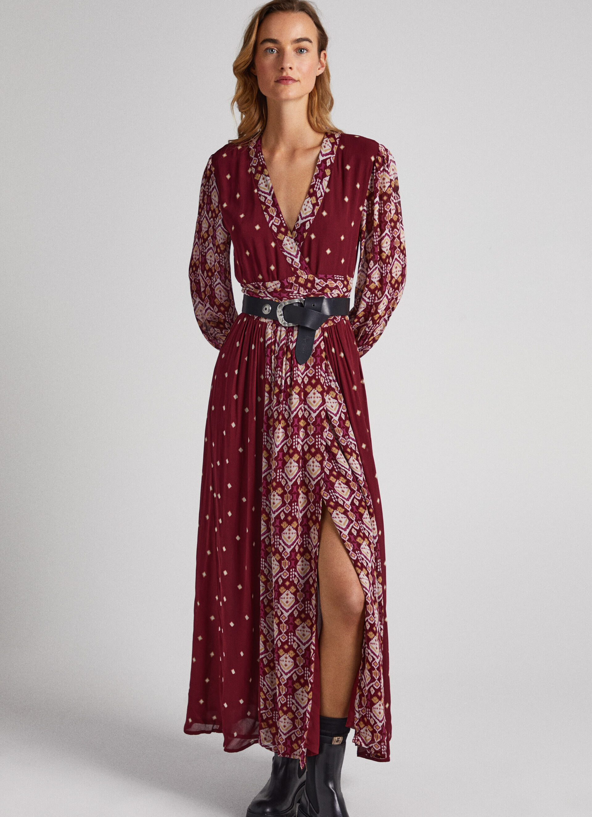 VESTIDO COM ESTAMPA COMBINADA - multicolorido