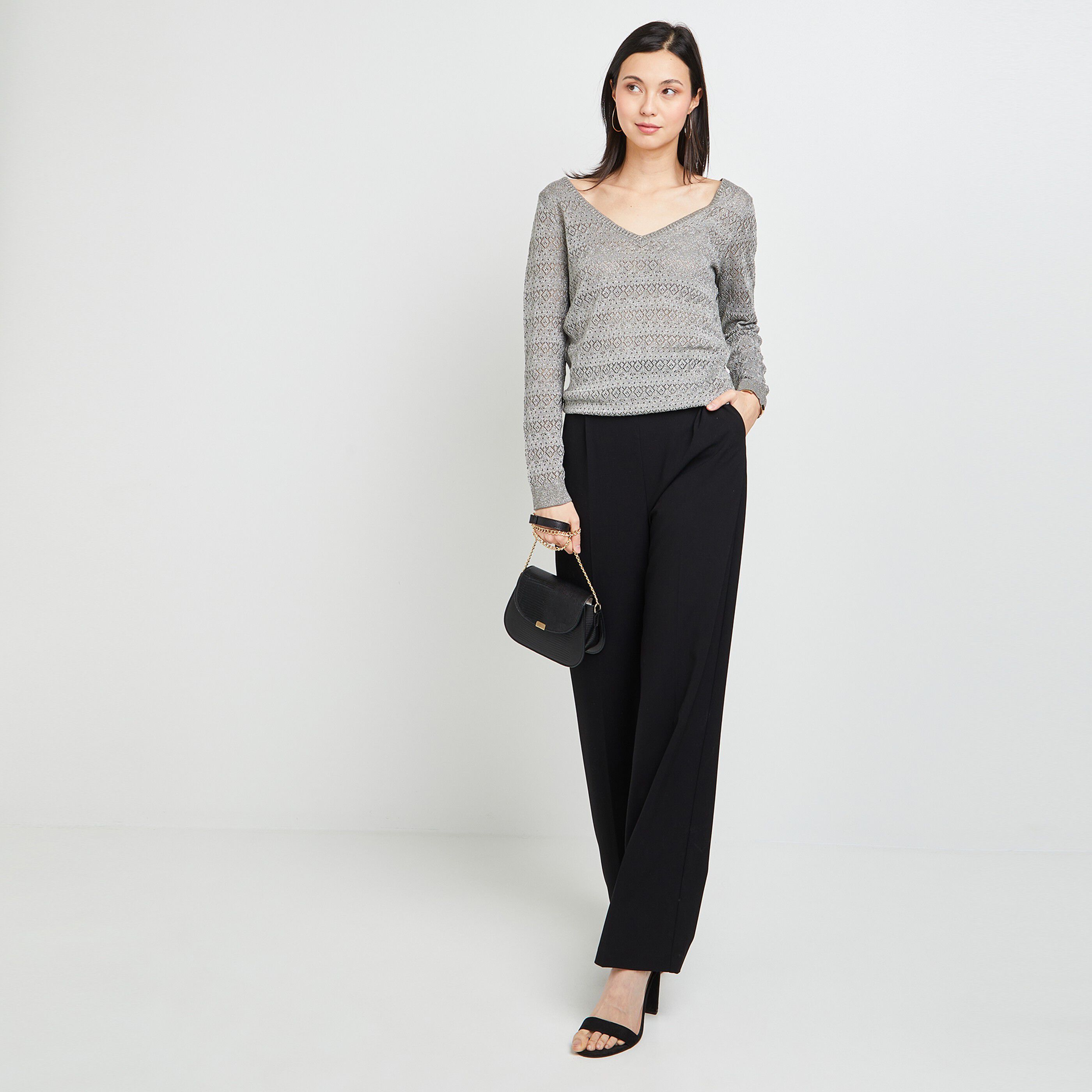Pull ajouré femme - KAKI