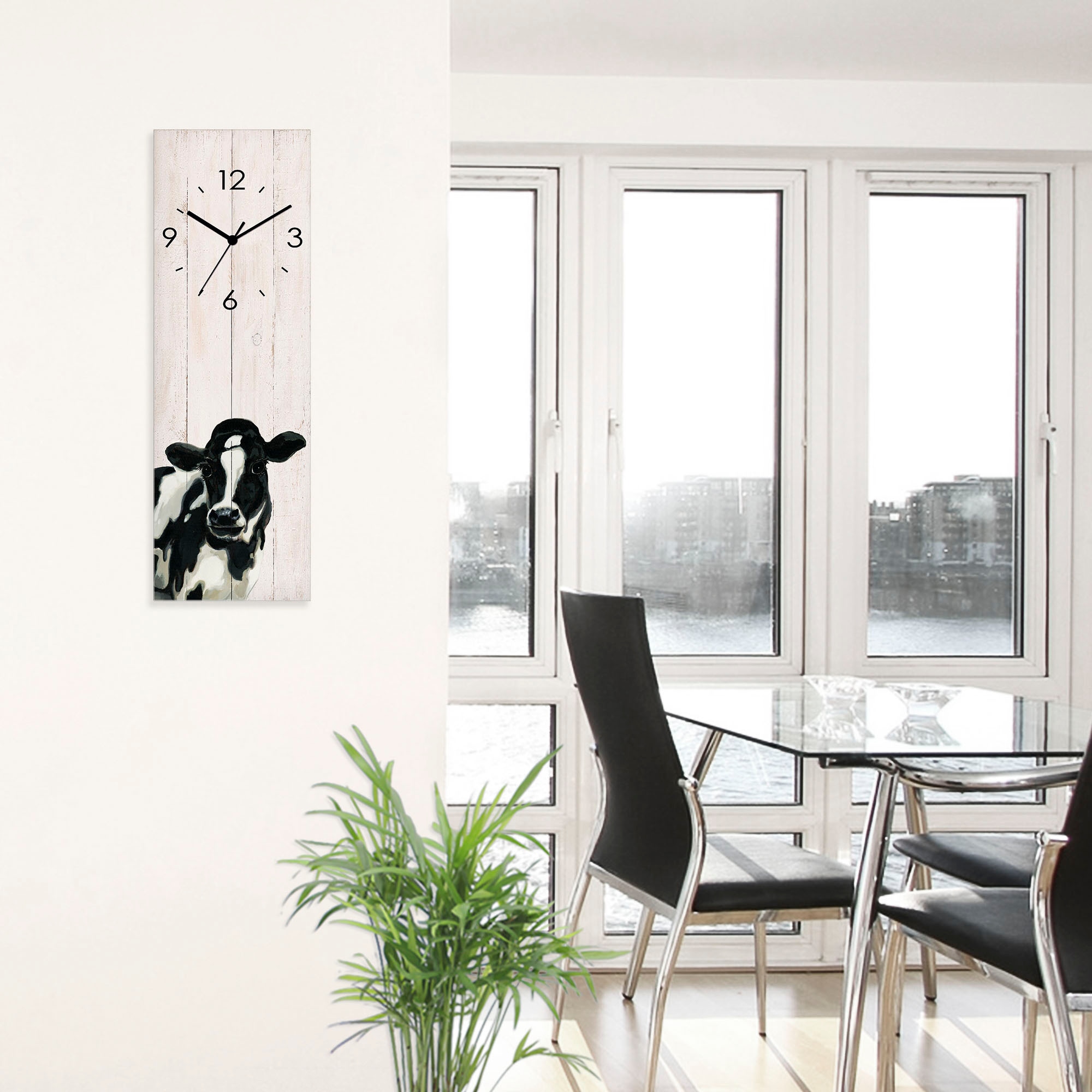 Artland Wanduhr »Kuh (in Holzoptik)« wahlweise mit  Quarz- oder Funkuhrwerk, lautlos ohne Tickgeräusche