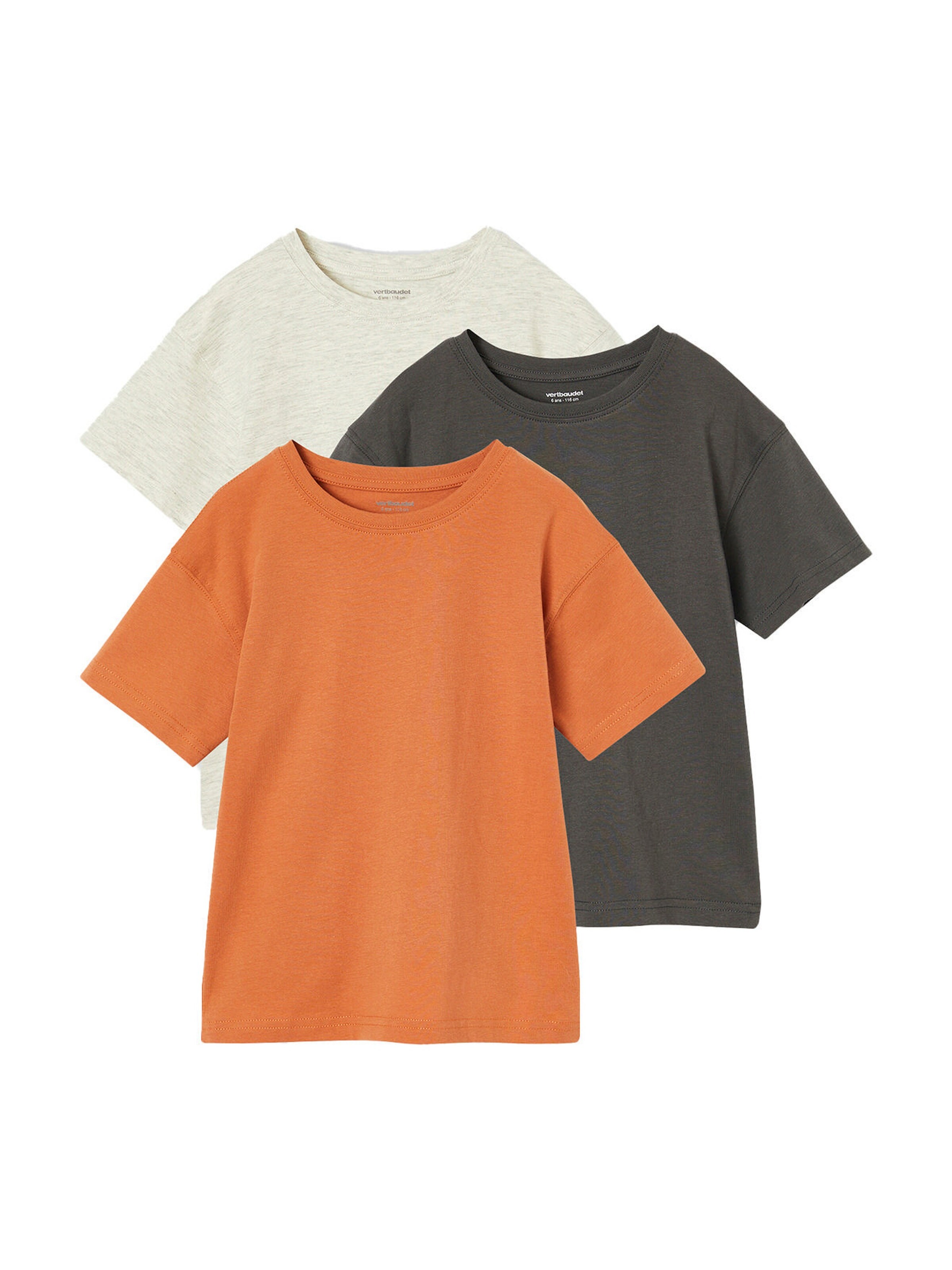 Vertbaudet 3er-Pack Jungen T-Shirts BASIC uni orange