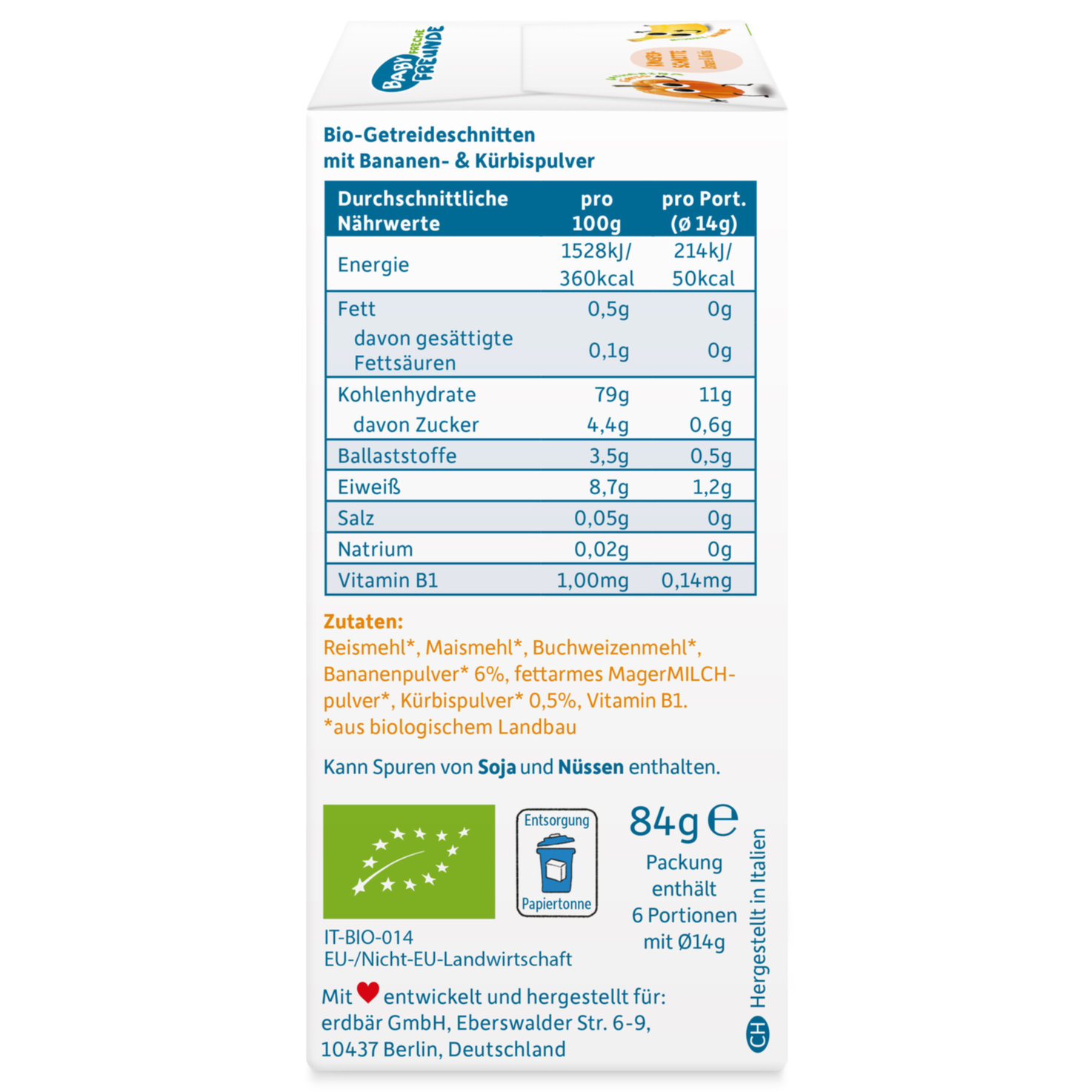Freche Freunde Bio Knusper-Schnitte Banane & Kürbis 8+ Monate