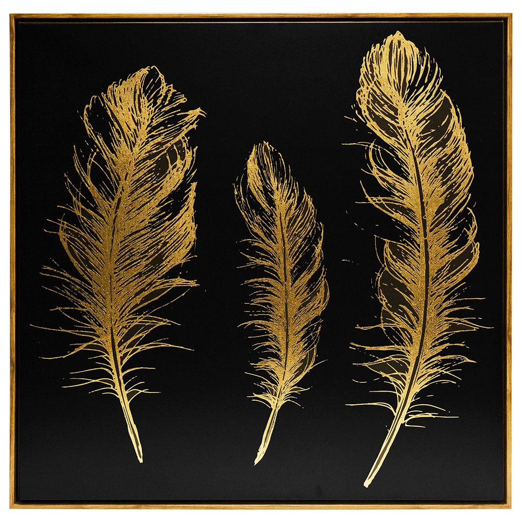 Toile imprimée encadrée plume 78x78cm