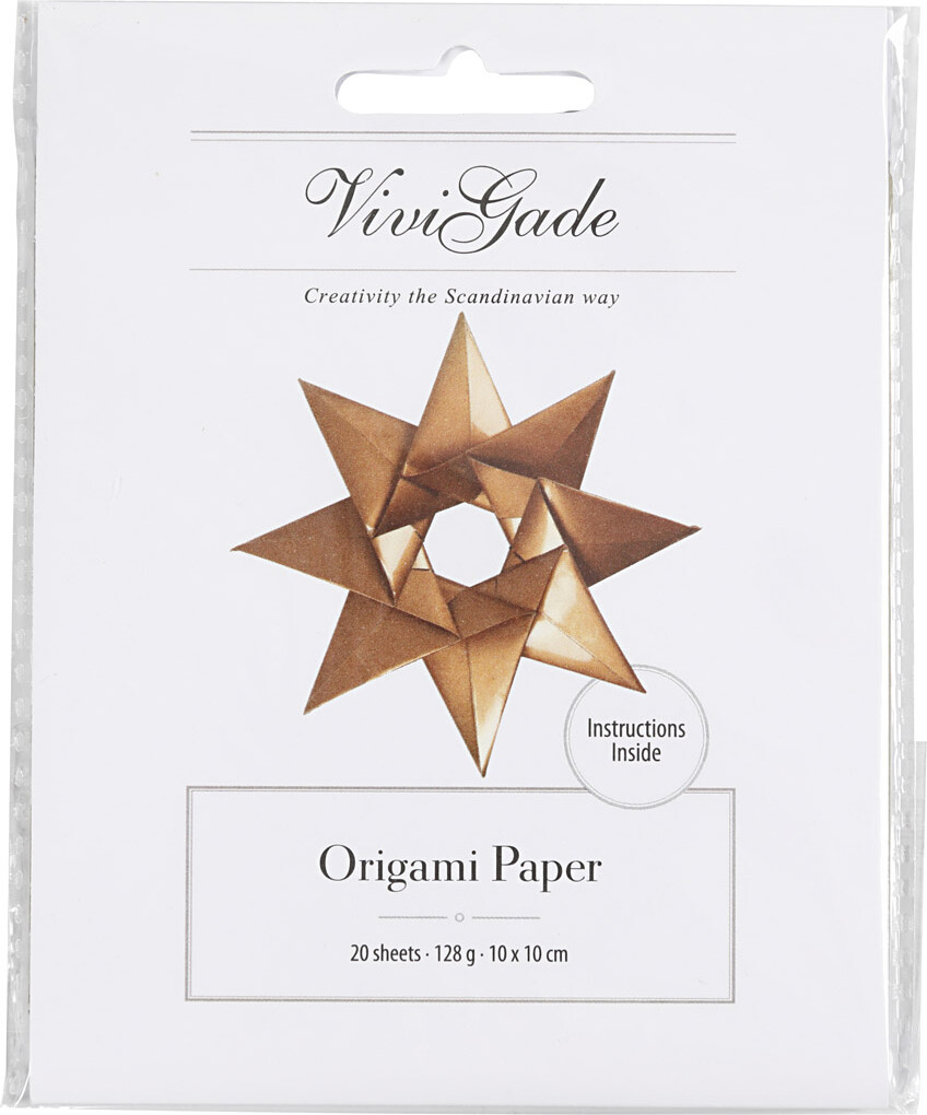 Origami Papir - Str. 10X10 CM - 128 G - Guld - 20 Ark
