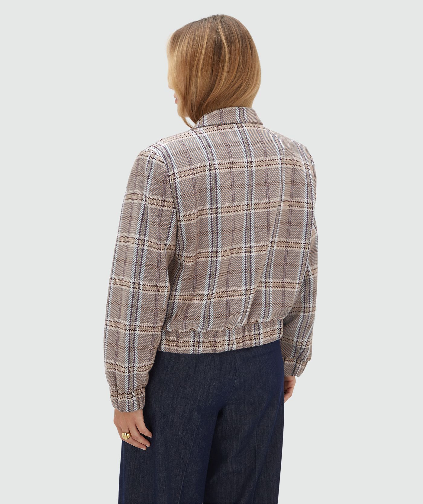 JV-PEPPER oversized jacket - cognac check