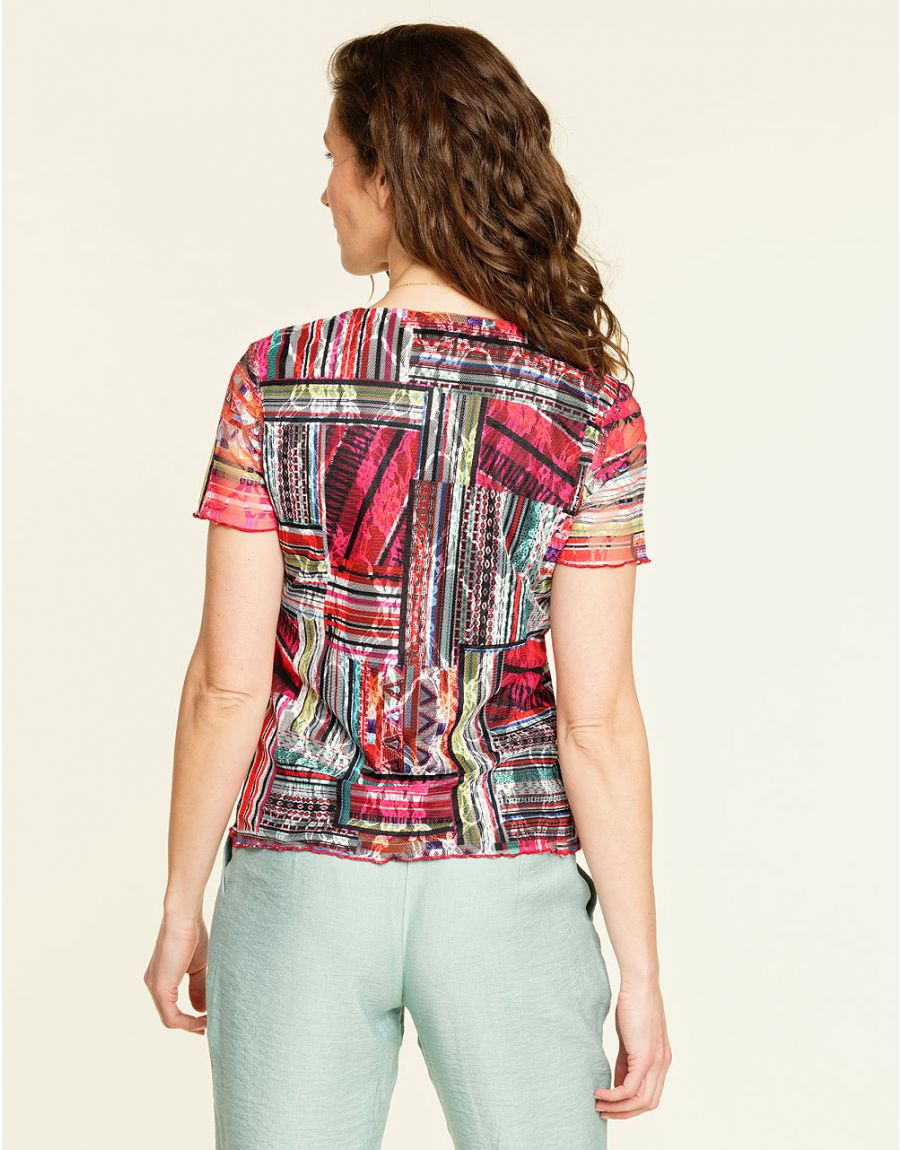 T-shirt rouge résille