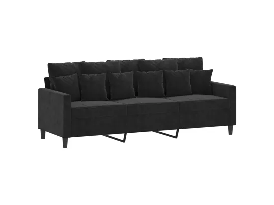 Canapé à 3 places avec repose-pieds Noir 180 cm Velours