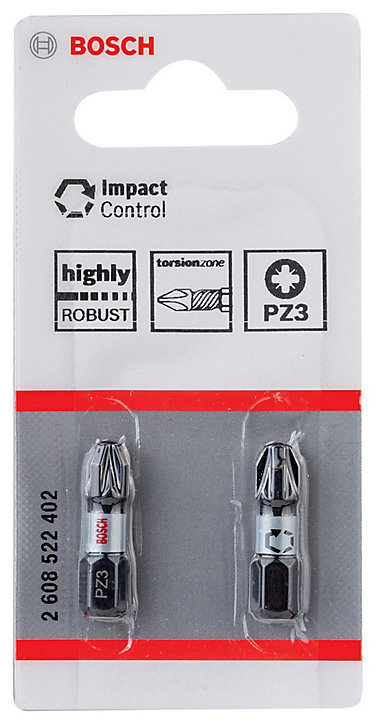 Embout de vissage torsion impact PZ3 25 mm Bosch - 2 pièces