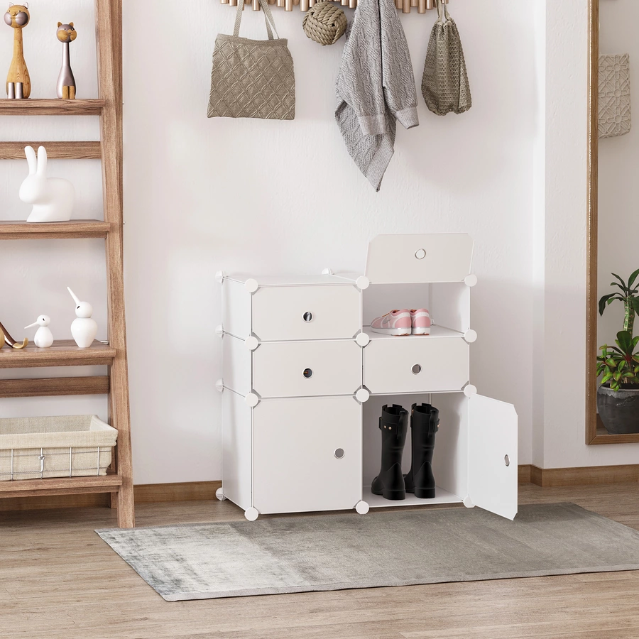 HOMCOM Regal mit Aufbewahrungsboxen weiß