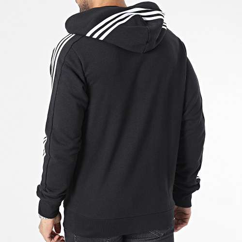 Sweat Capuche Zippé A Bandes 3 Stripes IC0433 Noir