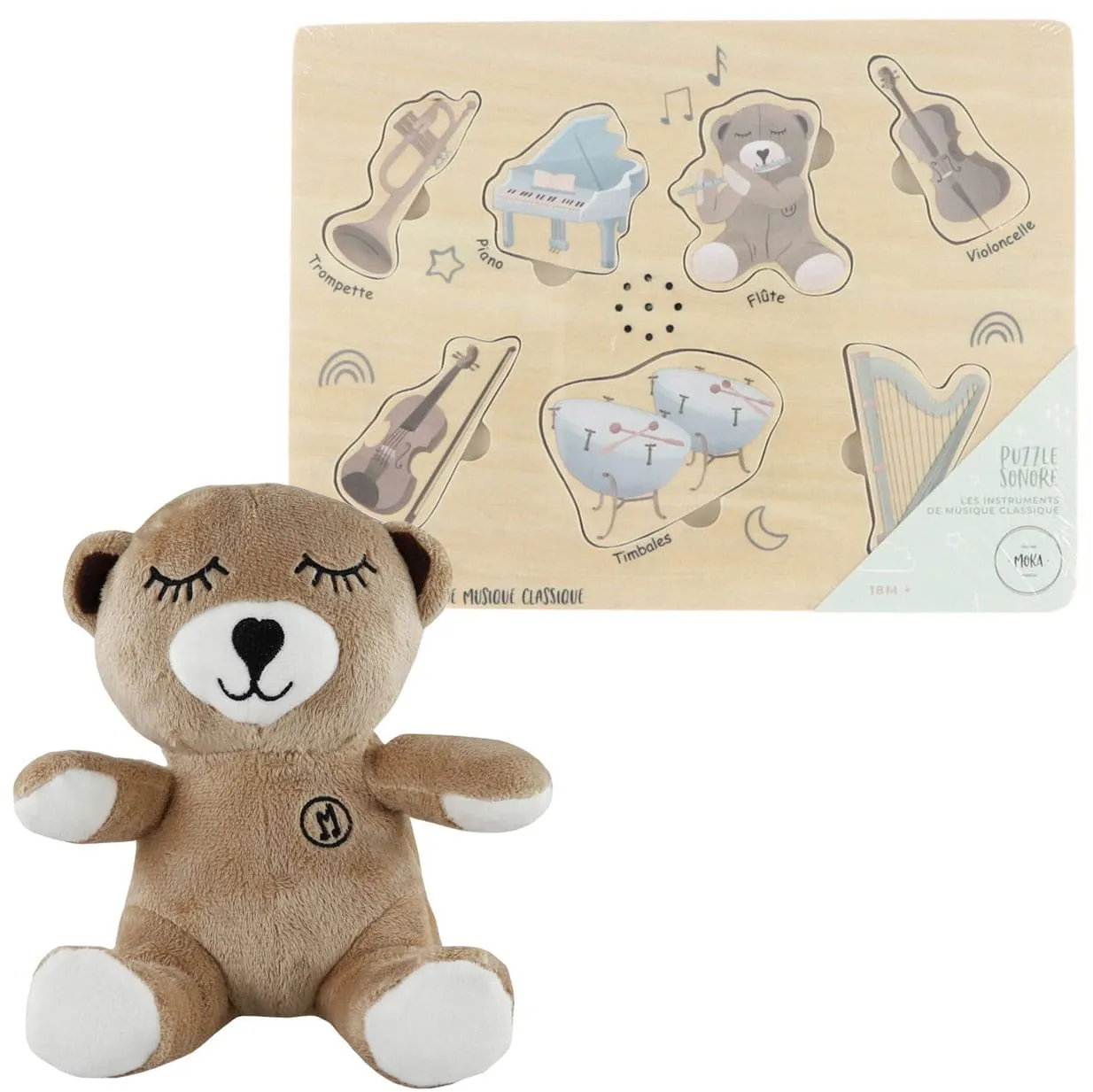 Moka Peluche musical + Casse-tête musical - Moka