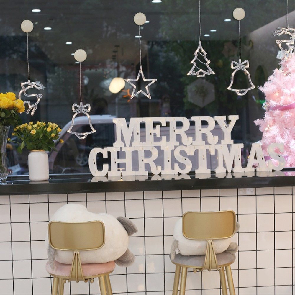(19x18cm) Weihnachts LED Deko Christmas Fenster Beleuchtung mit Saugnapf (Batteriebetrieben) - Schneeflocke