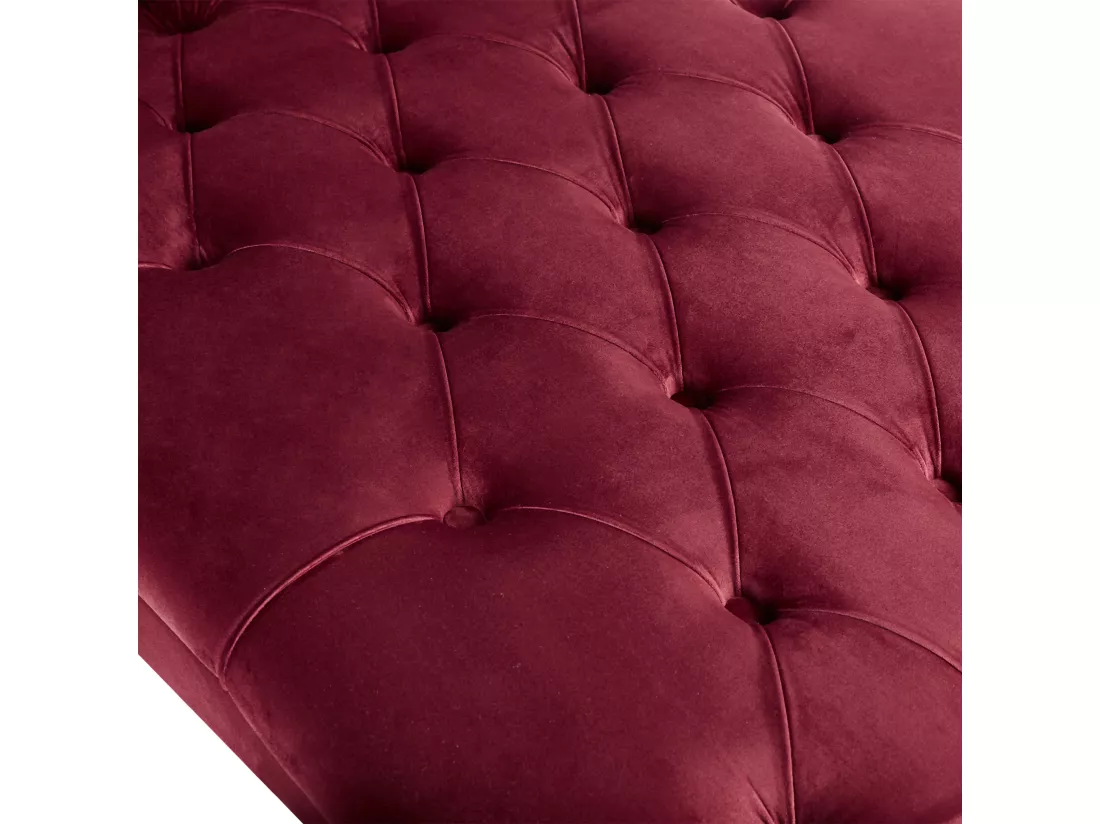 Chaise longue en velours bordeaux MURET