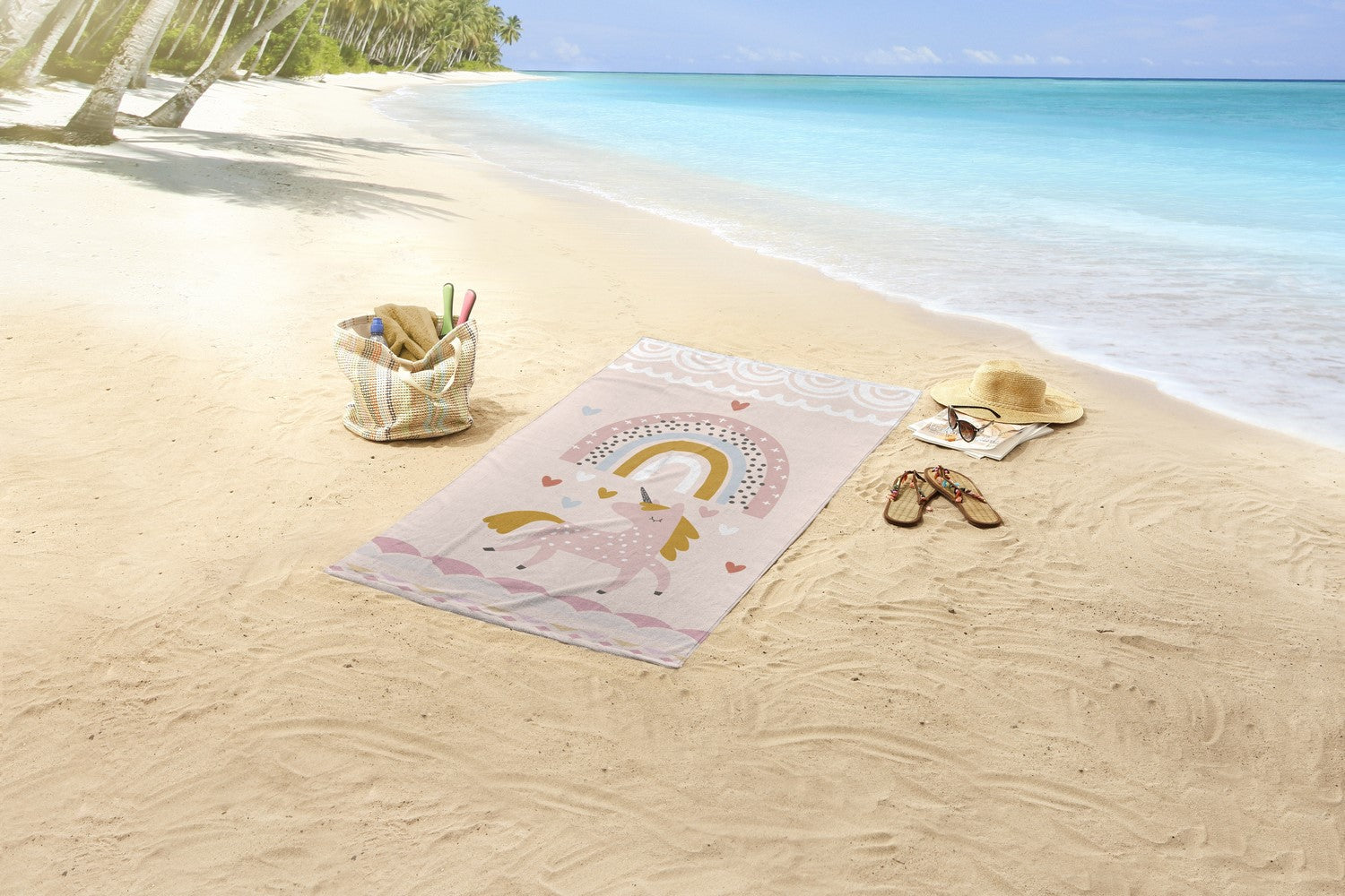 Good Morning Kinder Strandlaken Velours Unilove 75x150cm - multi