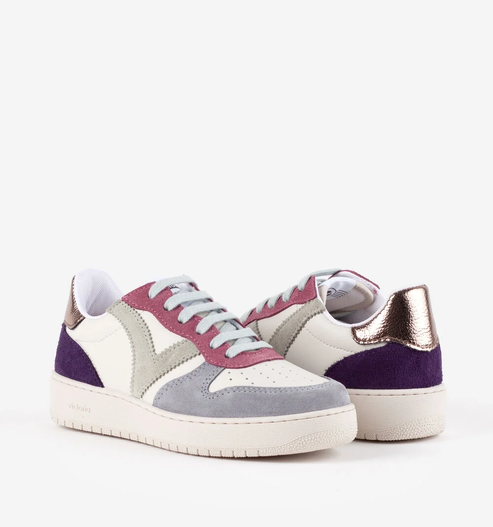 MADRID CUIR FENDU MULTICOLORE Baskets pour femmes en cuir fendu multicolore LAVANDA