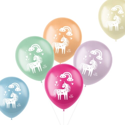Ballonnen eenhoorns en regenbogen - 6st