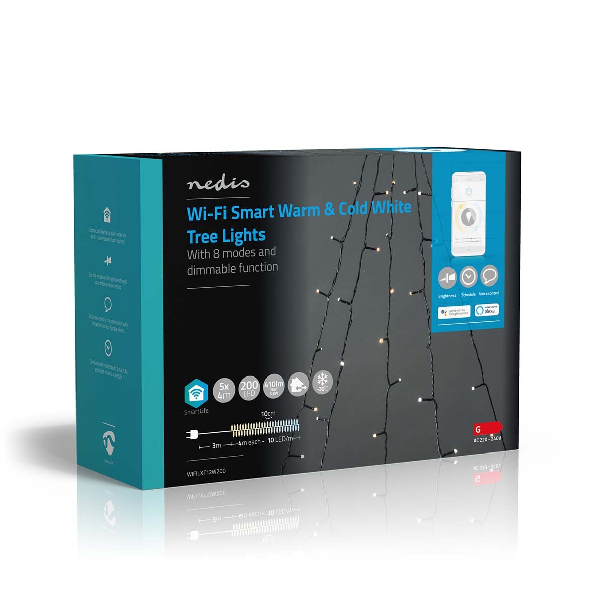 Nedis SmartLife Decoratieve LED iOS/Android 5x4 meter 200 LED's warm | koel