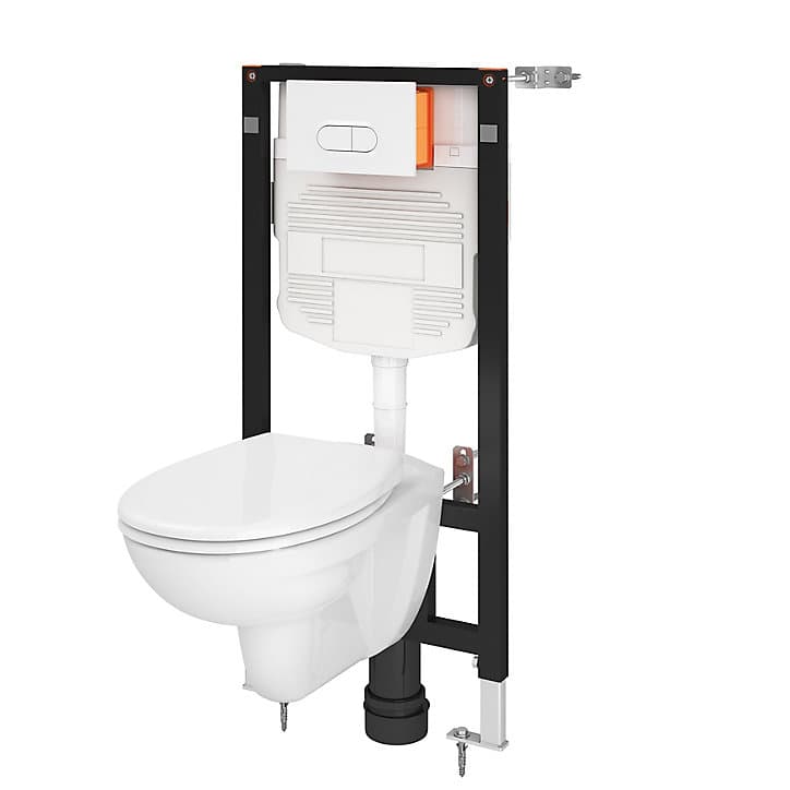 Pack WC suspendu Lagon, en porcelaine vitrifiée avec abattant + bâti-support universel, GoodHome