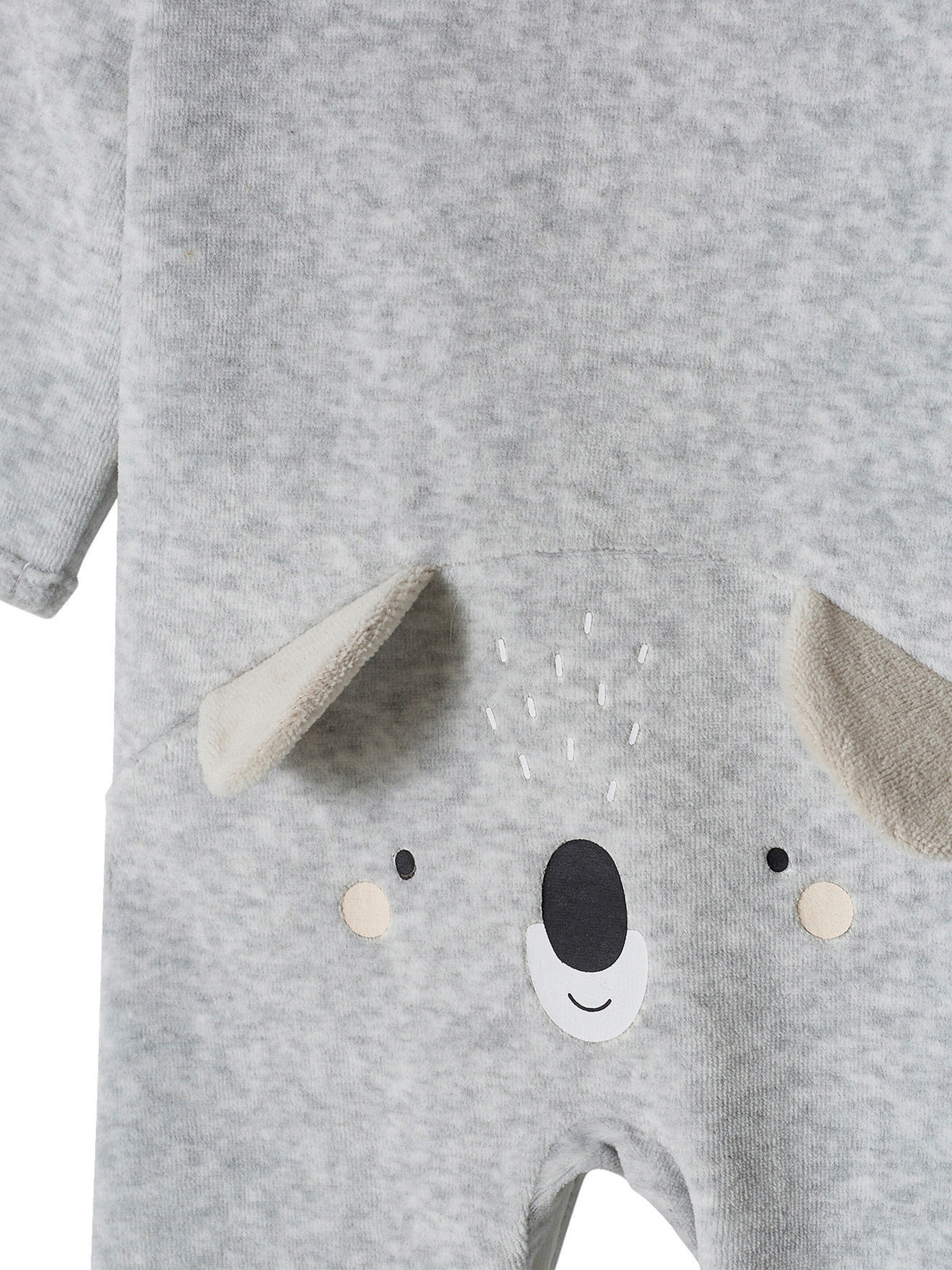 Vertbaudet Baby Samt-Strampler, Koala grau meliert