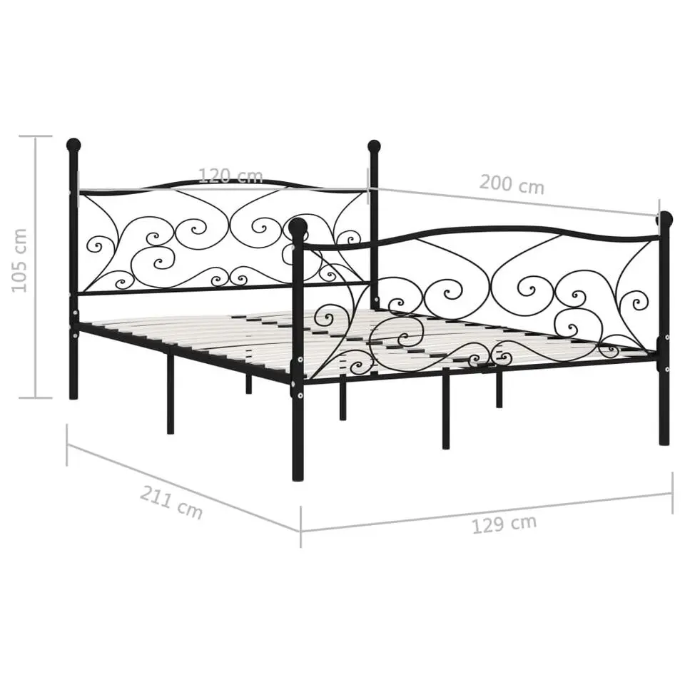 vidaXL - Bed frame met lattenbodem - Zwart - Metaal - 120x200 cm